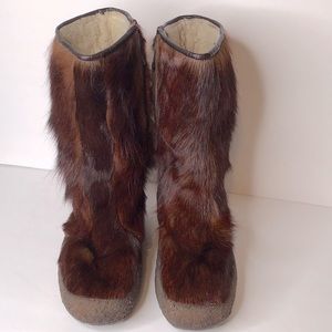 Valentin Sport authentic brown fur boots apres ski